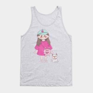 Cute little girl with a dog Tank Top